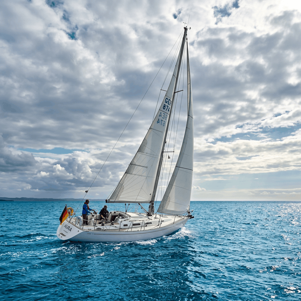 Zwischen Himmel und Wasser. Maritime Illustration.